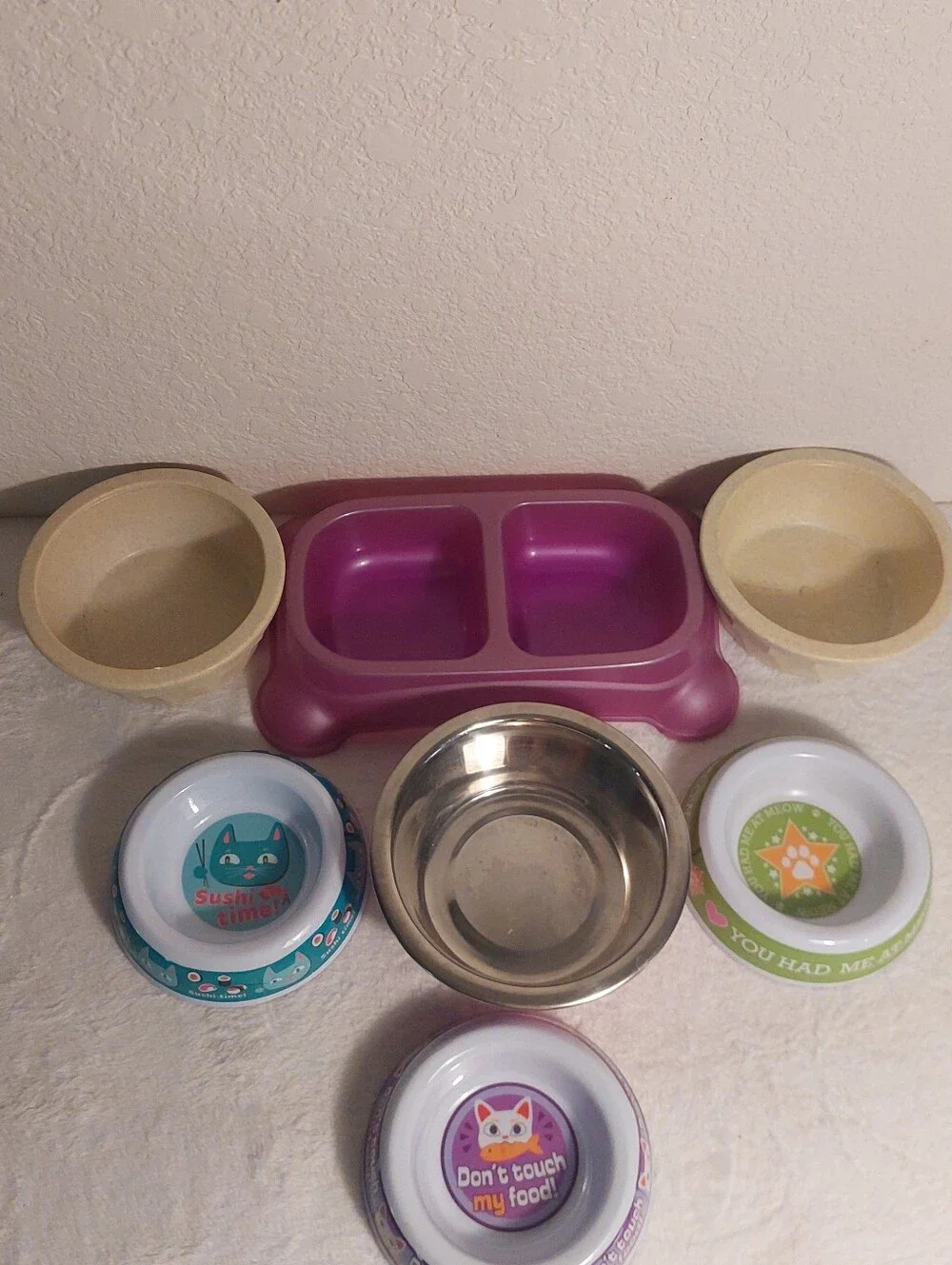 Pet Food & Water Bowls - Pink, Teal, Purple, Green, Stainless